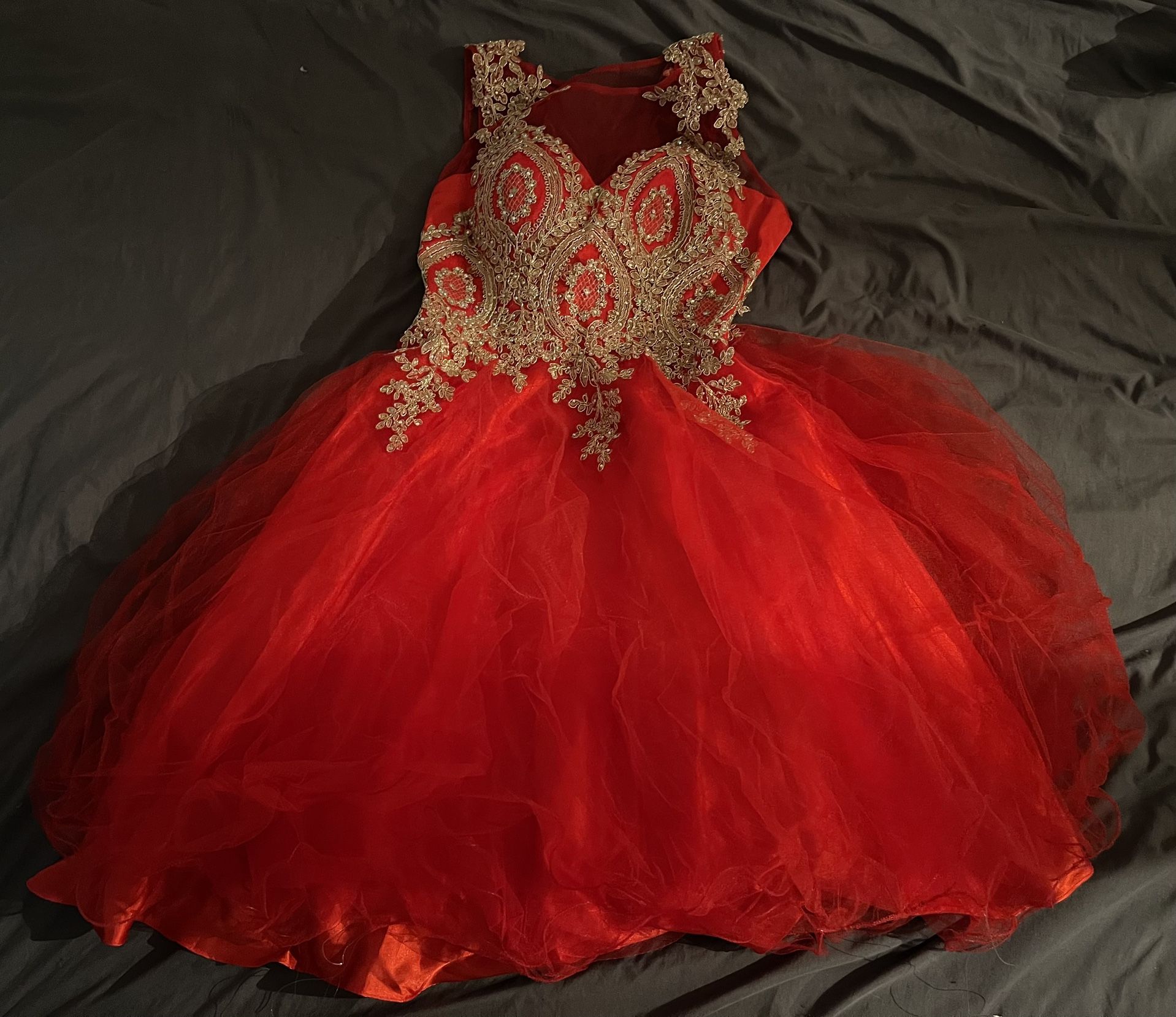 Formal Red Dress Floral Sequin 