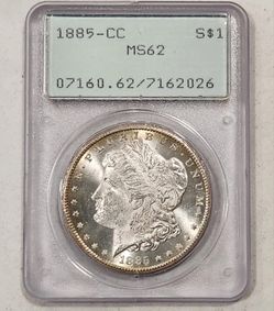 Morgan Silver Dollar PCGS MS62 OGH Rattler ~ Better Date Carson City Coin--1885CC