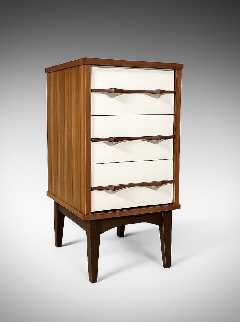 Mid-Century Two-Tone Lacquered & Walnut Night Stand, c. 1960's - Delivery Available
