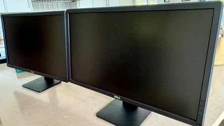 Two Dell E2414Ht 24" Widescreen LED Backlit Monitors full HD, VGA & DVI-D inputs