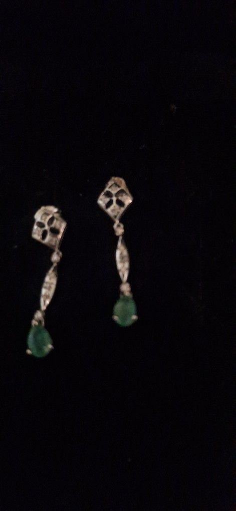 Jade And Diamond Earrings