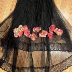 Black Lace Skirt With Flowers