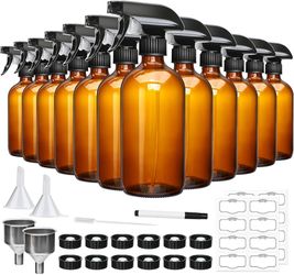 16oz Amber Glass Spray Bottles,Glass Spray Bottles for Cleaning,spray Bottle for Hair,Amber glass Spray Bottle for Window cleaner, plants, aromatherap