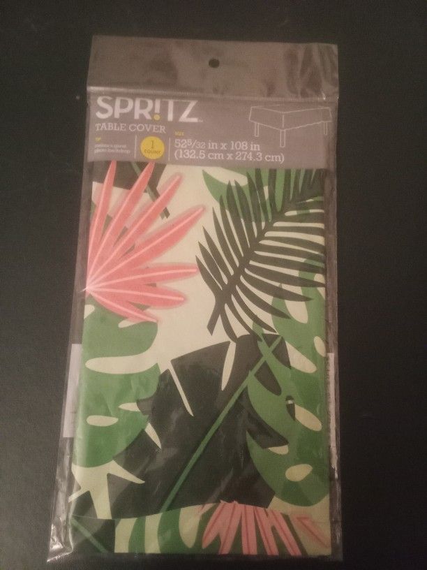 New In Bag Plastic Tropical Theme Table / Backdrop Cover 52  5/32"x 108"  CASH