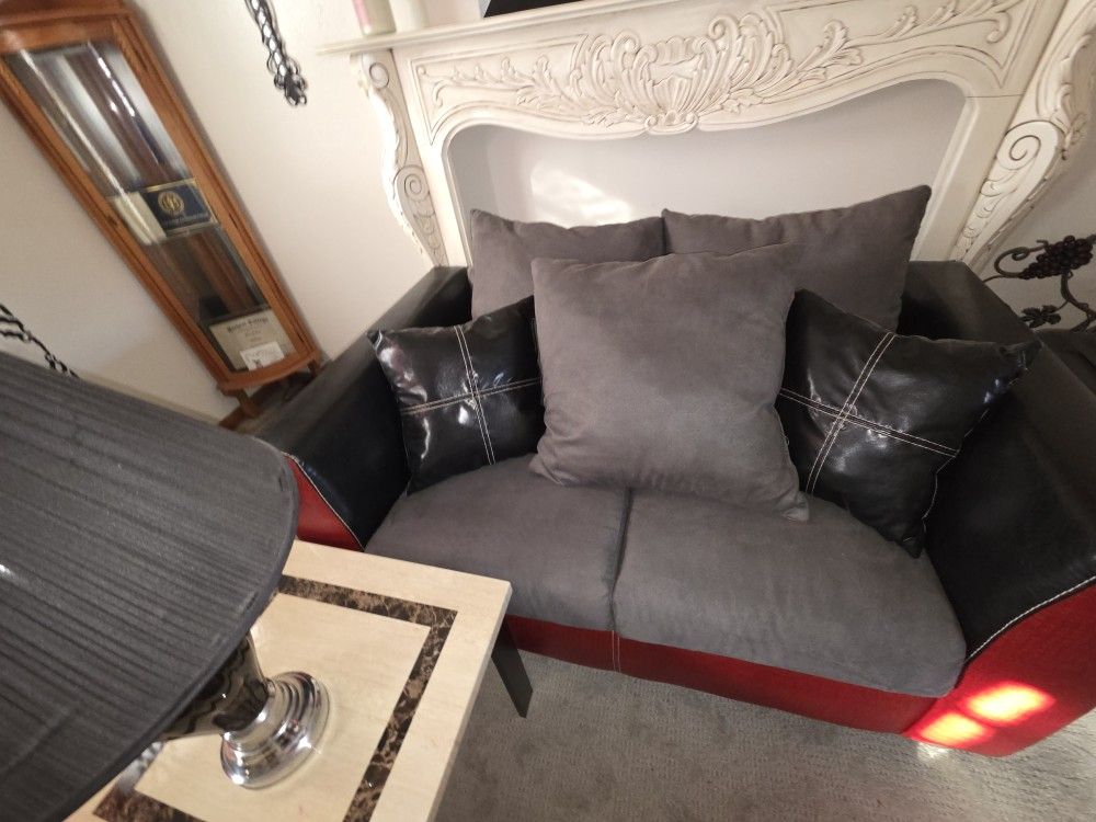 Gray, Black and Red Living Room Set