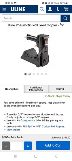 Uline Pneumatic Roll Feed Stapler - 3⁄4"