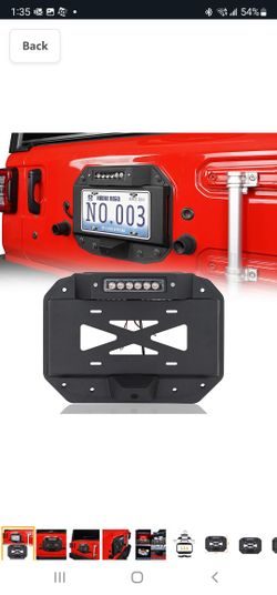 Hooke Road Wrangler JL Spare Tire Delete License Plate Relocation Kit w/Plate Illuminate Light & Third Brake Light for Jeep Wrangler JL 2018-2022