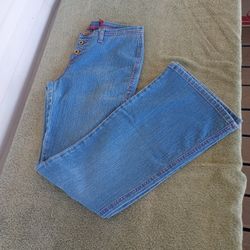 Vintage 2000's GLO Medium Wash Low Rise Flare Denim Jeans Size 7 juniors