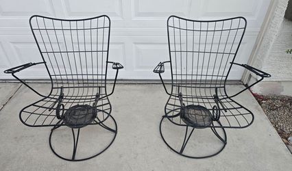 $300 VINTAGE HOMECREST 2 SWIVEL AND ROCKING CHAIRS COLOR BLACK