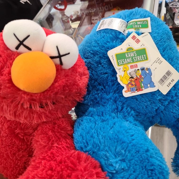 Sesame Street X Kaws Rare Plush Elmo Cookie Monster for Sale in