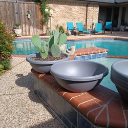 Large Warm Gray Resin Planters 