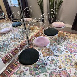 Rare Antique Heart Chairs / Patio Ice Cream Parlor Wrought Iron