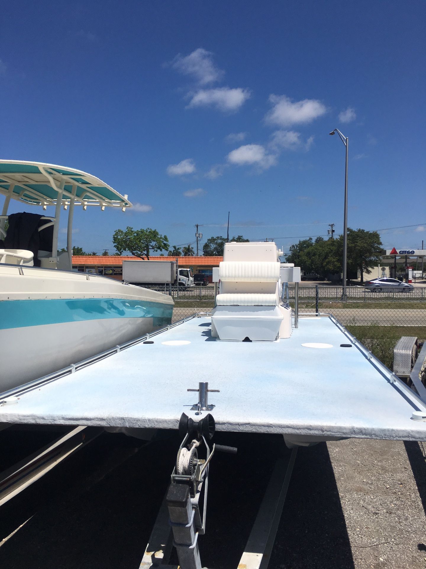 Fiberglass cat hull deck boat ready for power no motor. for Sale in