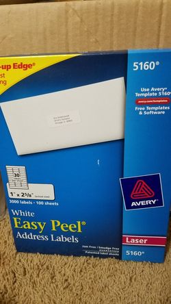 Avery® Easy Peel® Address Labels, Sure Feed™ Technology, Permanent Adhesive, 1" x 2-5/8", 3,000 Labels (5160)
