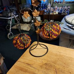 Rare find Home interior Pumpkin Tea Lights Candle holder Halloween Fall Beaded I have the original box Pick up only.