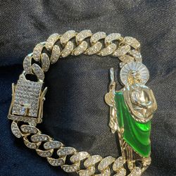 Gold Plated Men’s San Judas Chain Bracelet 