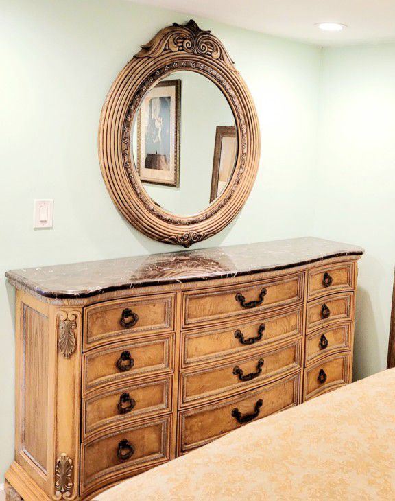 Granite Marble Bedroom Set Dresser Chest 2 Nightstand End Side Table Gray Stone