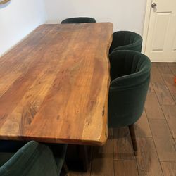 For Trade Wooden Table With Velvet Chairs 