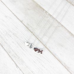 Silver Letter Necklace With ❤️ 