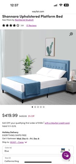 Cal King Bed Frame - Upholstered New!!
