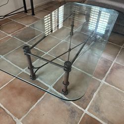 Very Large Glass And iron Coffee Table