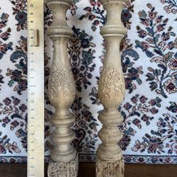 Tall Vintage Carved Wood Finials