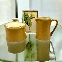 Vintage 1970’s Premiere Dura Stone Set Of 5 Orange Stoneware Made In Japan