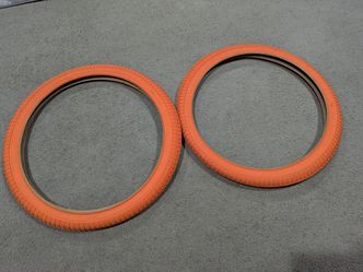 2 NEW ORANGE INFECTION BMX BICYCLE TIRES 20X 1.75 ( 47-406)