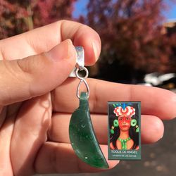 original Aqua green jadeite pendant from Guatemala, silver 925