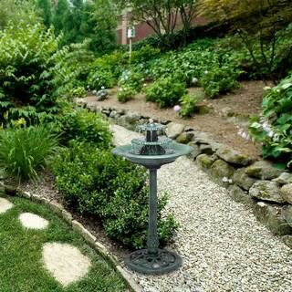 35 in. Tall Outdoor 3-Tiered Pedestal Water Fountain and Birdbath, Green $25