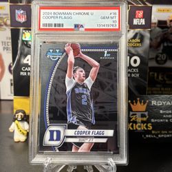 COOPER FLAGG #16 PSA 10 Gem Mint RC (1ST Bowman) 2024 BOWMAN CHROME U MAVERICKS DUKE