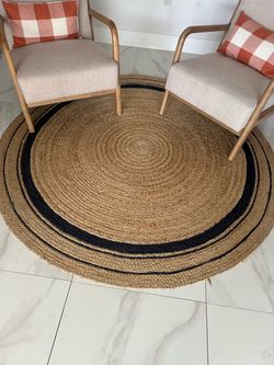 Round Braided Jute Rug - Coastal - Alfombra