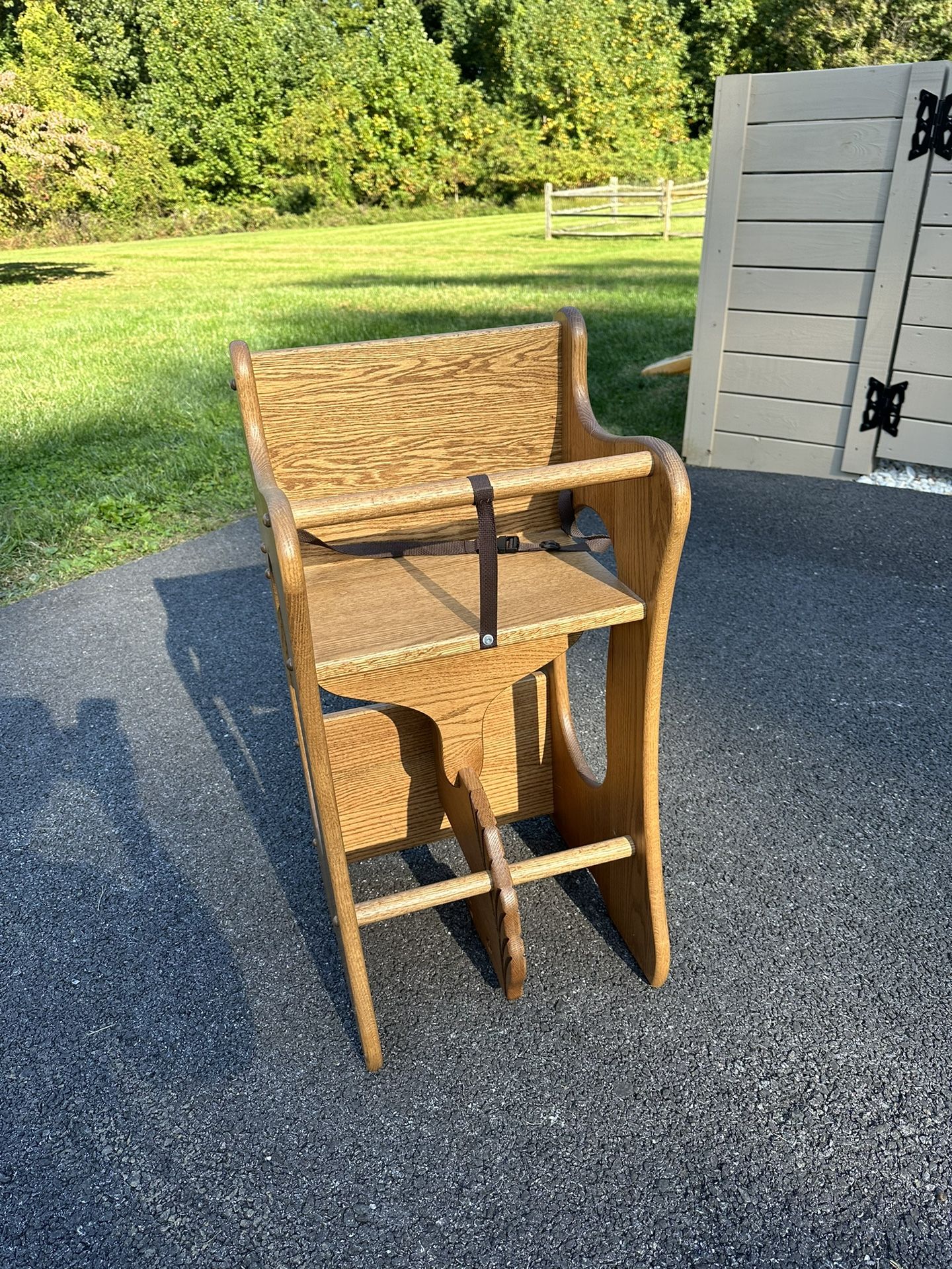 Amish Made Oak 3-in-1 Rocker, High Chair, and Desk