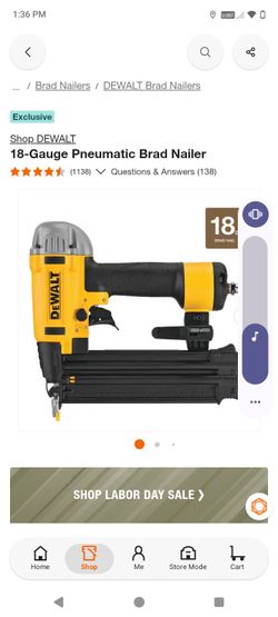 DeWalt 18 ga brad nailer