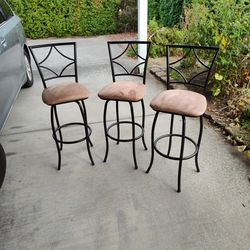 3 Upholstered Swivel Stools