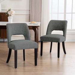 Dark Gray Curved Cut-Out Dining Chairs – Set of 2