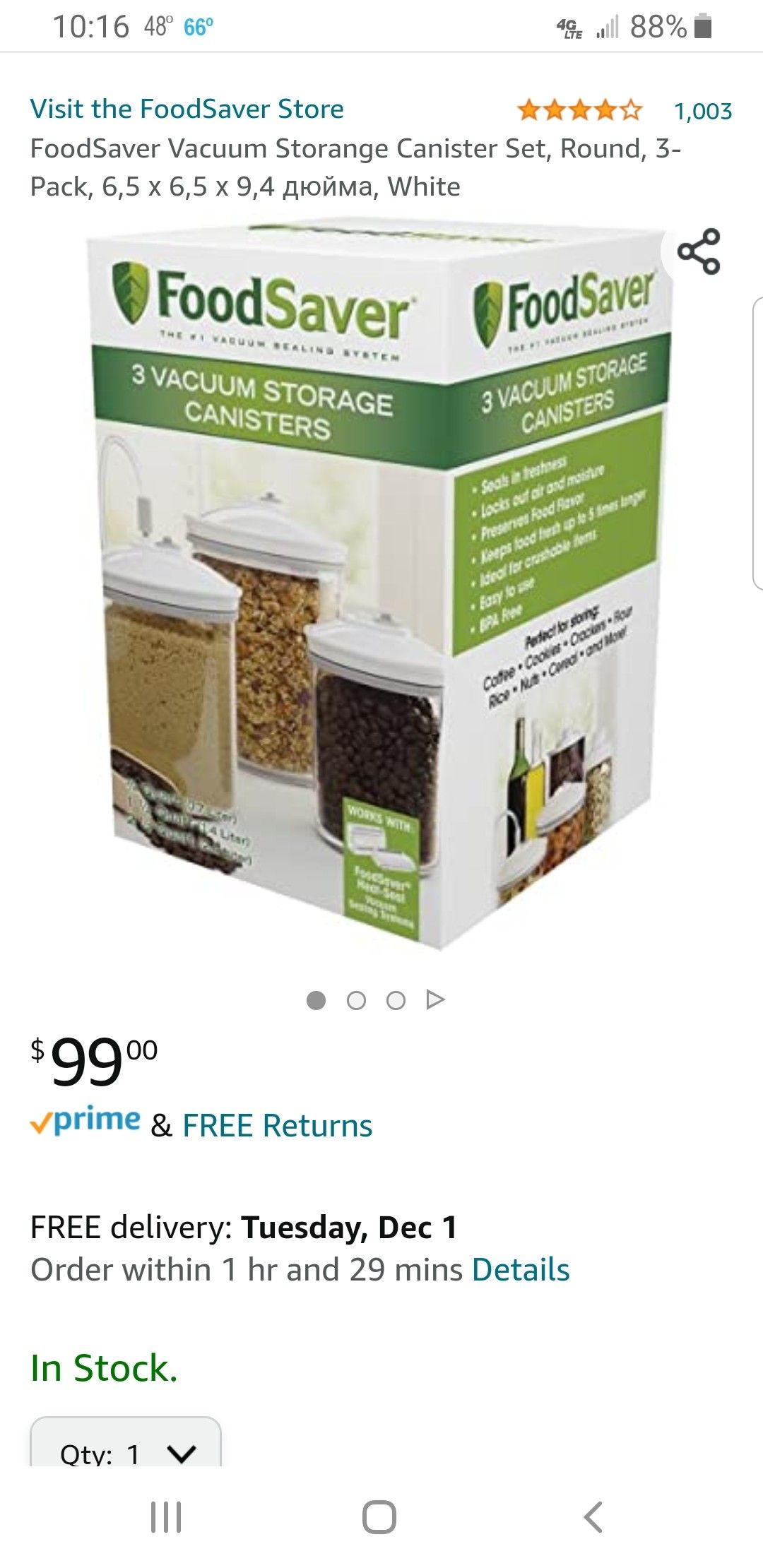 FoodSaver storage canisters