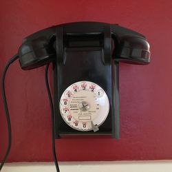 Original French Black Bakelite Wall Phone 1954
