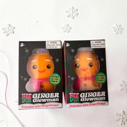 NeeDoh Ginger Glowman Squishmas Glow In The Dark Crunch Fidget Toy 2 Pack
