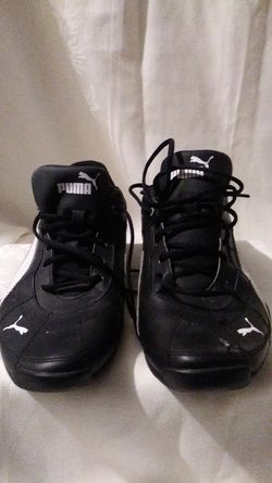 Puma athletic shoes size 6 and 1/2 black and white worn once