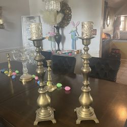 Pair Of Brass Candelabra 