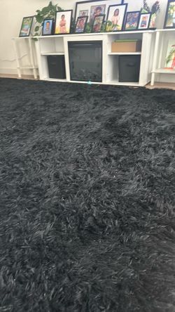Black fluffy rug
