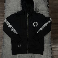 Chrome Hearts Floral Zip Up Hoodie Black 