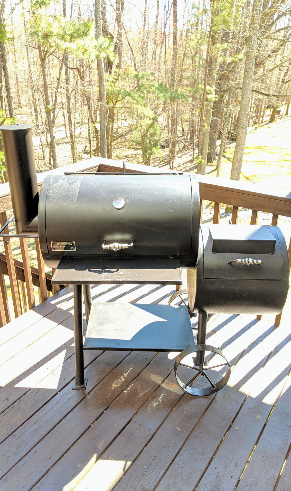 Old Country BBQ Pits Wrangler Smoker Grill - handcrafted smoker made with heavy duty steel... lifetime warranty! Excellent condition!