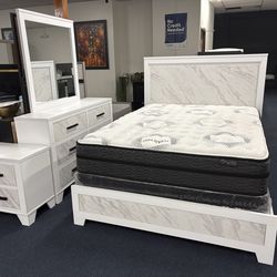 White queen 4pc bedroom set