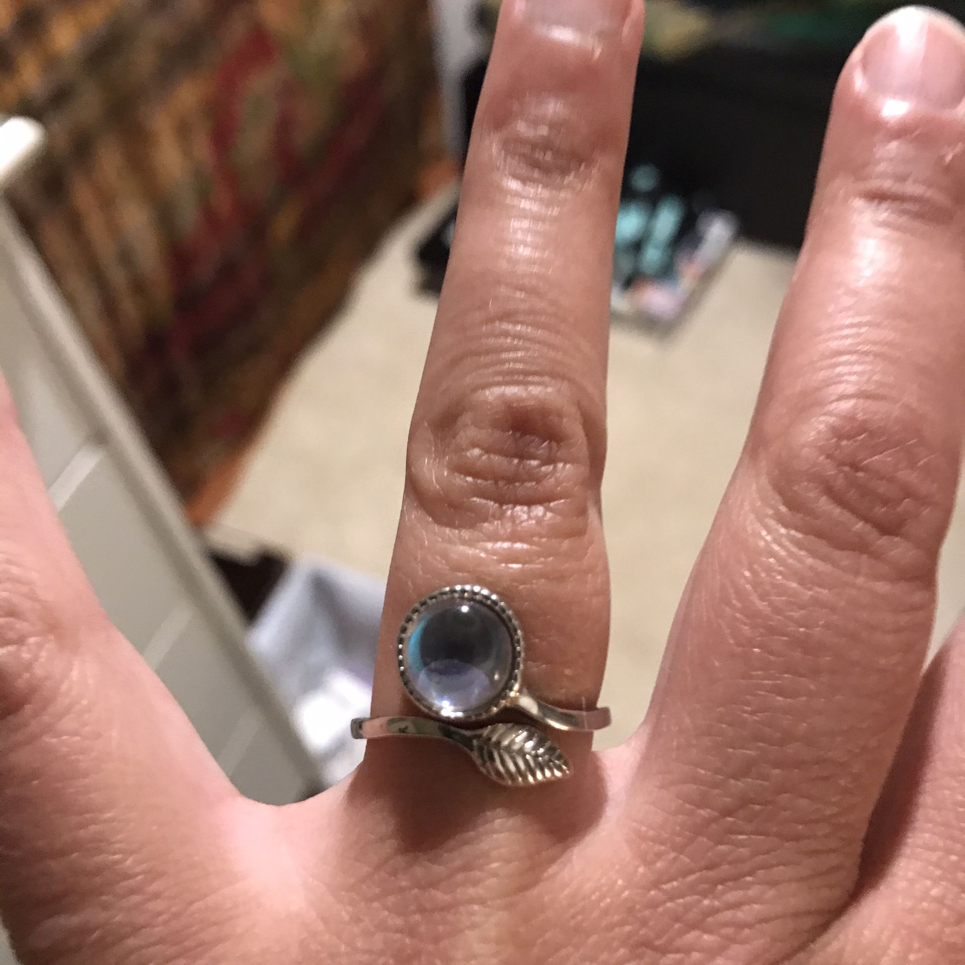 Sterling silver ring with moonstone gem