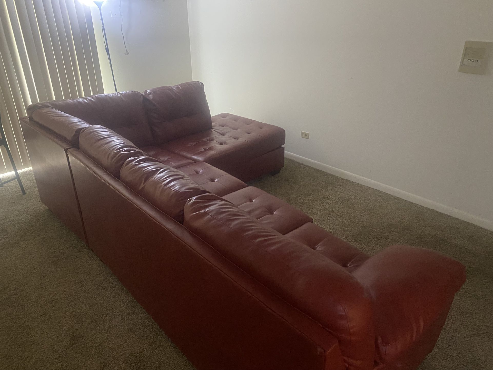 Red leather couch For Sale 