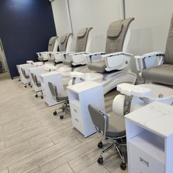 4 Pedicure Chairs And 4 Manicure Tables For Sale