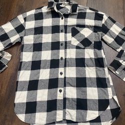 Womans Black And White Flannel Button Shirt Size Small By Forever 21 #8