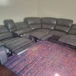 Leather Power Recliner Sectiona Sofa